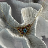 14K Yellow Gold Topaz Ruby Sapphire Diamond Necklace Butterfly