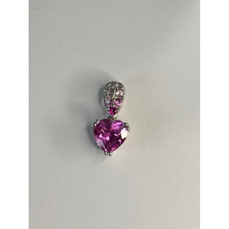 10K White Gold Pink Topaz Heart Pendant