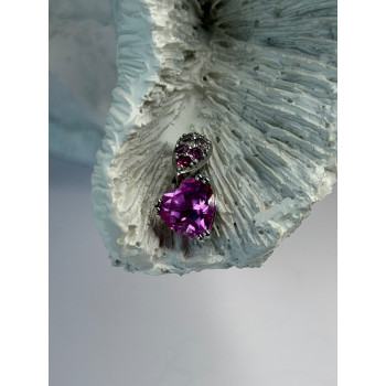 10K White Gold Pink Topaz Heart Pendant