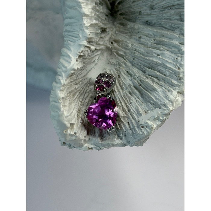 10K White Gold Pink Topaz Heart Pendant
