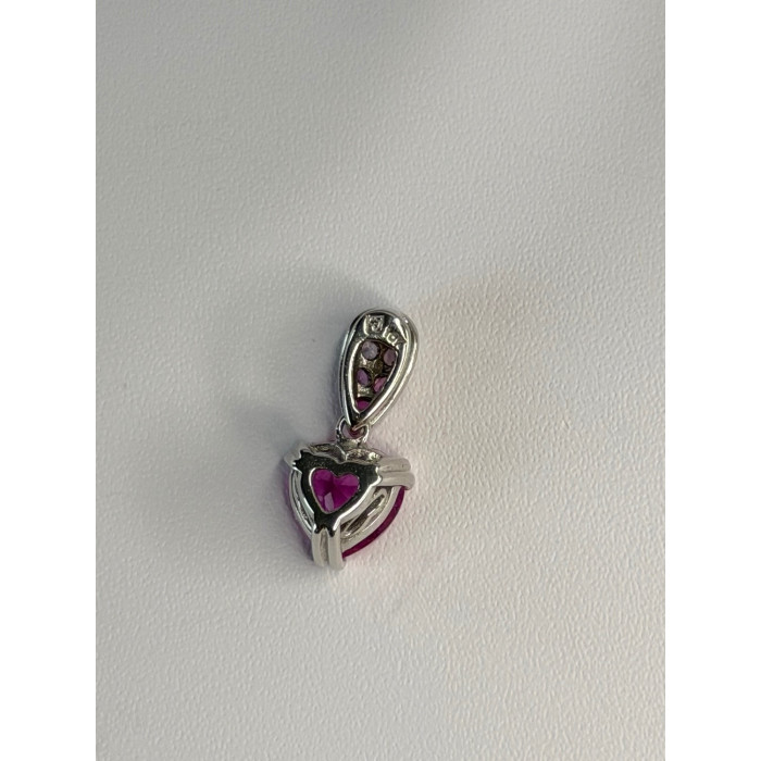 10K White Gold Pink Topaz Heart Pendant