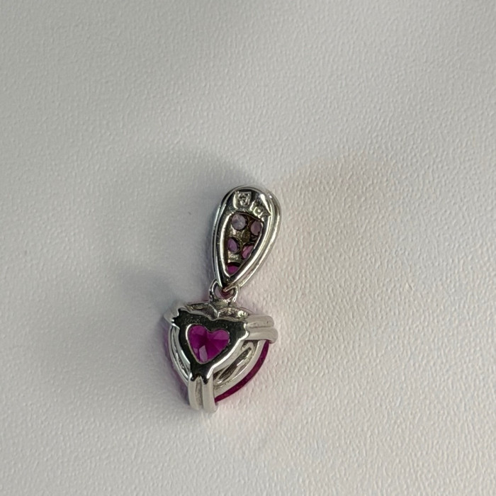 10K White Gold Pink Topaz Heart Pendant