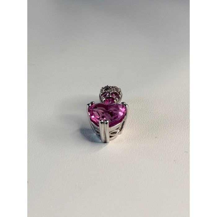 10K White Gold Pink Topaz Heart Pendant
