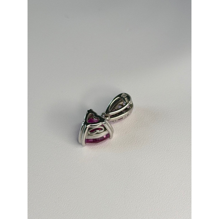 10K White Gold Pink Topaz Heart Pendant
