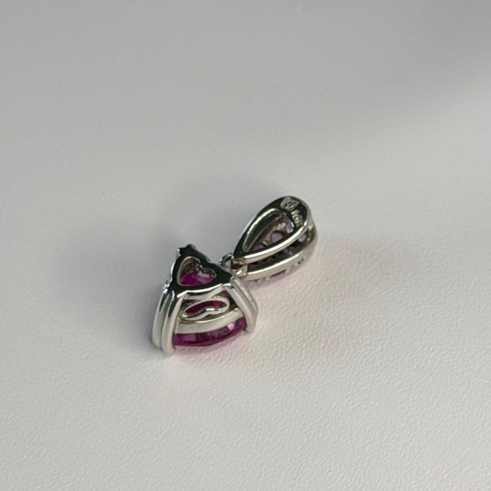 10K White Gold Pink Topaz Heart Pendant