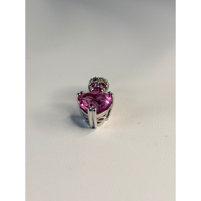 10K White Gold Pink Topaz Heart Pendant