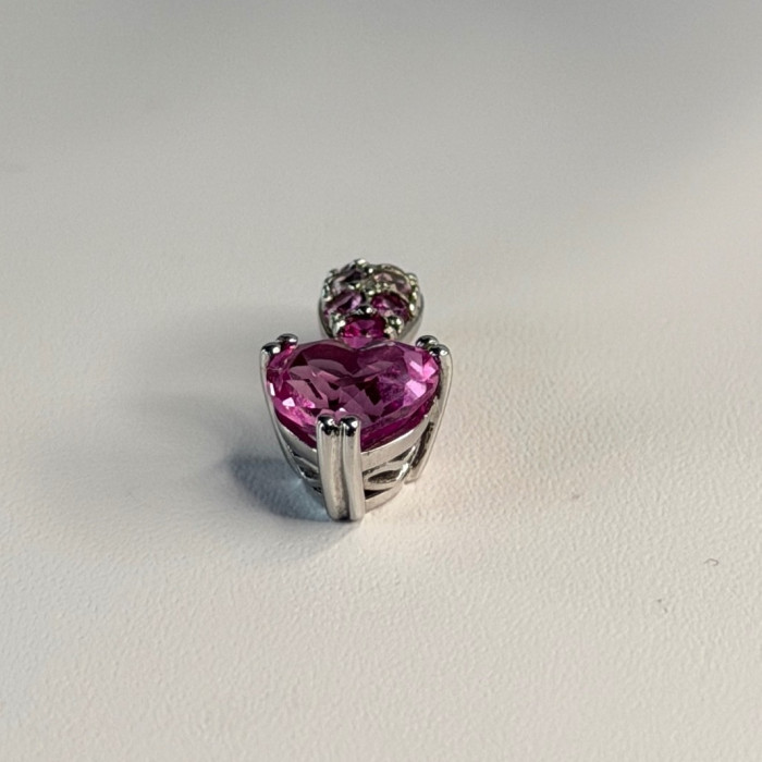 10K White Gold Pink Topaz Heart Pendant