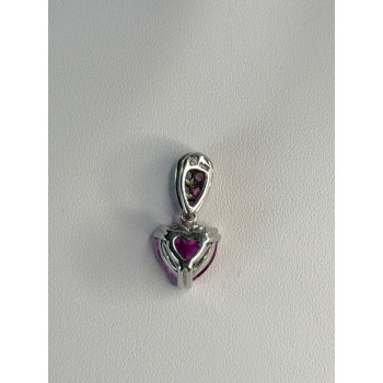10K White Gold Pink Topaz Heart Pendant