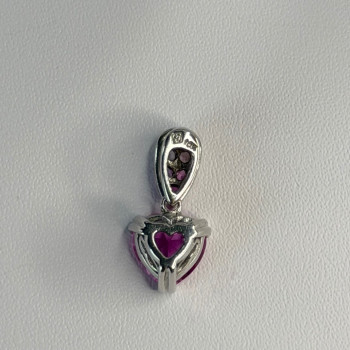 10K White Gold Pink Topaz Heart Pendant