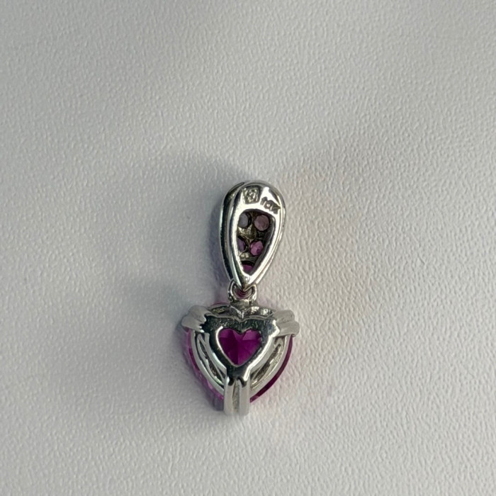 10K White Gold Pink Topaz Heart Pendant