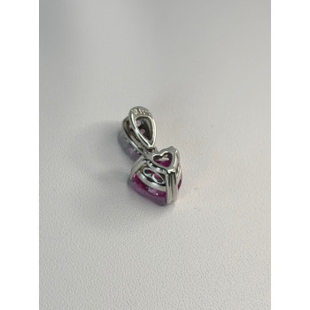 10K White Gold Pink Topaz Heart Pendant
