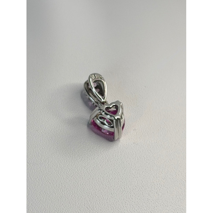 10K White Gold Pink Topaz Heart Pendant