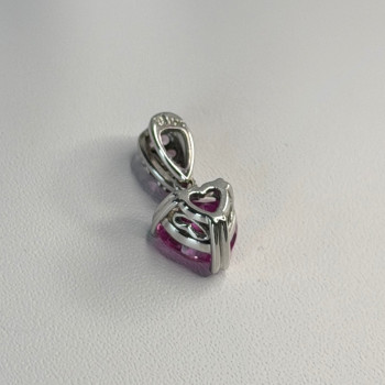 10K White Gold Pink Topaz Heart Pendant