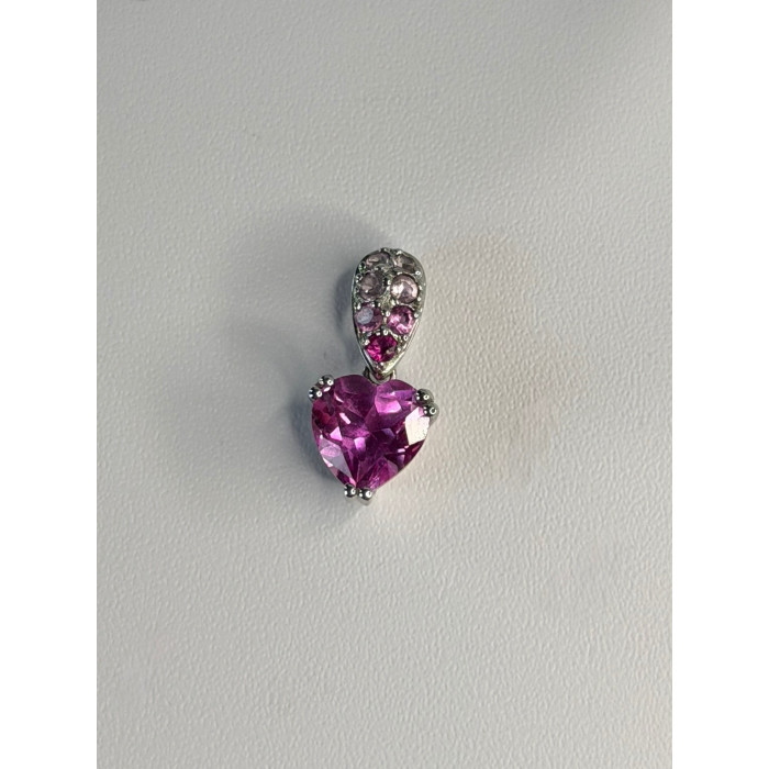 10K White Gold Pink Topaz Heart Pendant