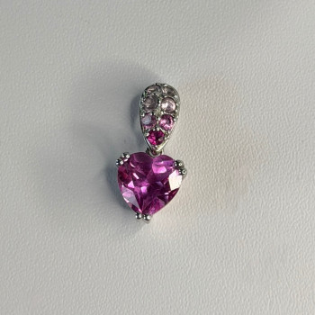 10K White Gold Pink Topaz Heart Pendant