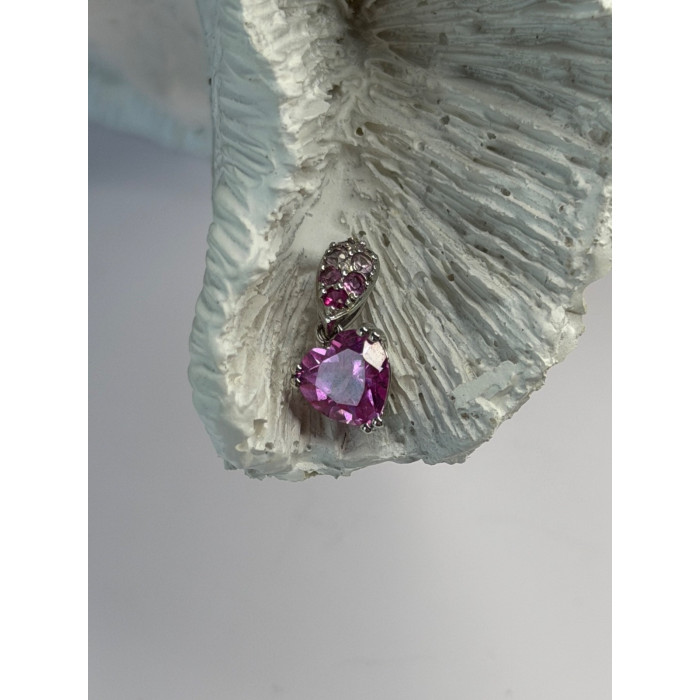 10K White Gold Pink Topaz Heart Pendant