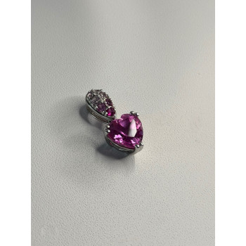 10K White Gold Pink Topaz Heart Pendant
