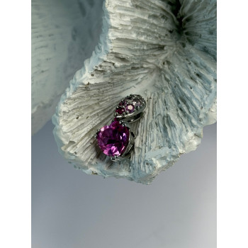 10K White Gold Pink Topaz Heart Pendant