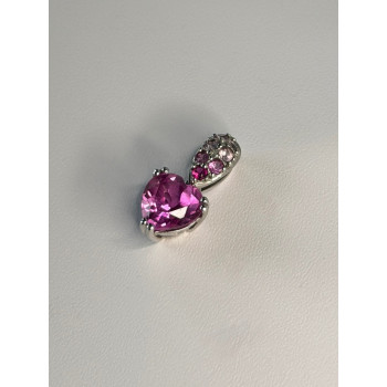 10K White Gold Pink Topaz Heart Pendant
