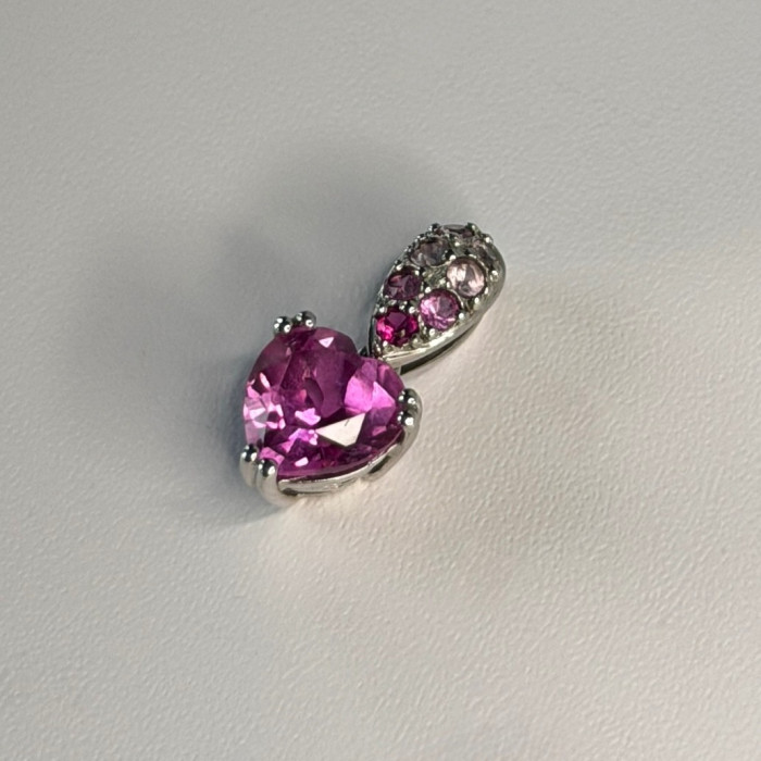 10K White Gold Pink Topaz Heart Pendant