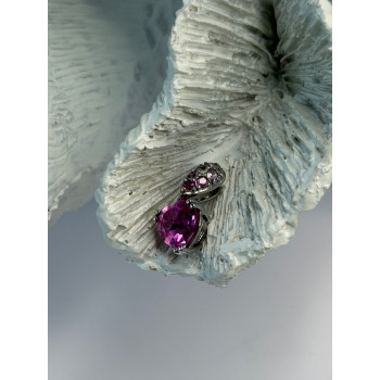10K White Gold Pink Topaz Heart Pendant