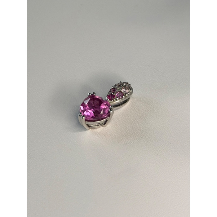 10K White Gold Pink Topaz Heart Pendant
