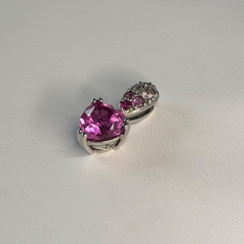 10K White Gold Pink Topaz Heart Pendant