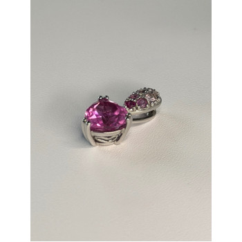 10K White Gold Pink Topaz Heart Pendant