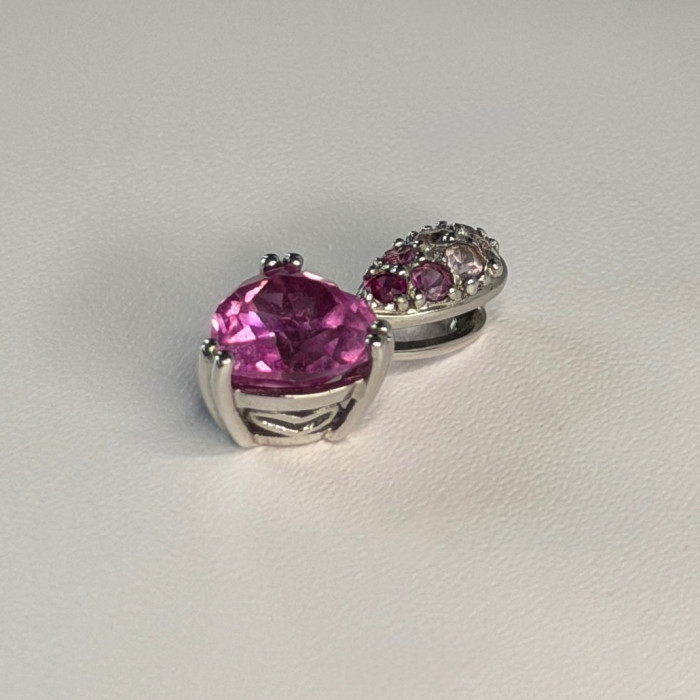 10K White Gold Pink Topaz Heart Pendant