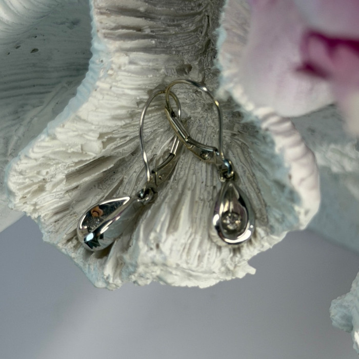 14K White Gold Diamond 0.12 ct Earrings
