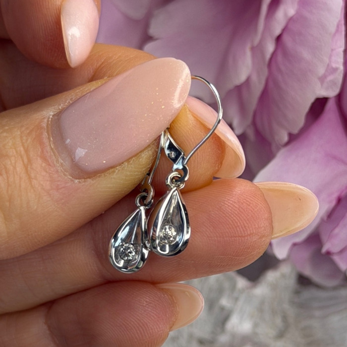 14K White Gold Diamond 0.12 ct Earrings