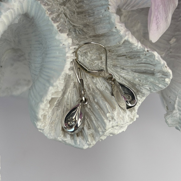 14K White Gold Diamond 0.12 ct Earrings