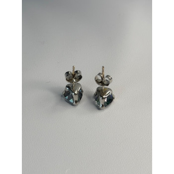 14K White Gold Alexandrite Stud Earrings Length 0.25 inch