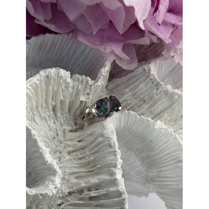 14K White Gold Alexandrite Stud Earrings Length 0.25 inch