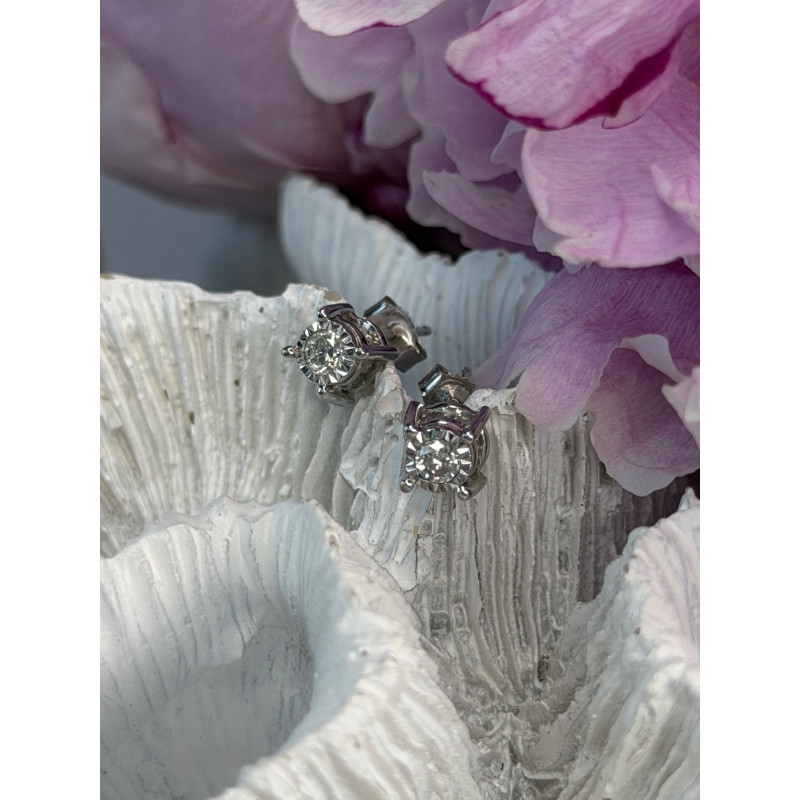 ZEI 14K White Gold Diamond tcw 0.14 ct Stud Earrings