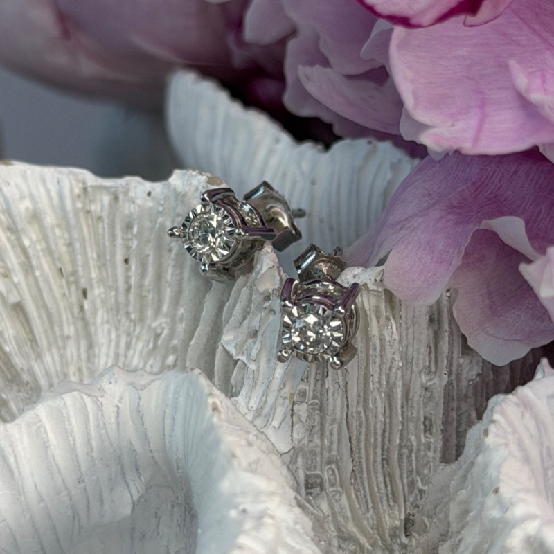 ZEI 14K White Gold Diamond tcw 0.14 ct Stud Earrings