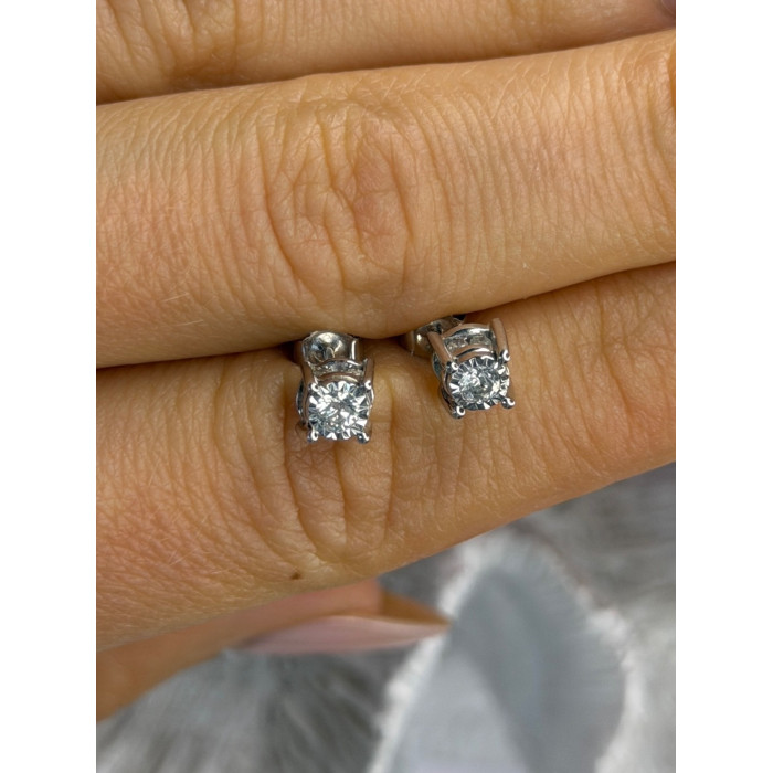 ZEI 14K White Gold Diamond tcw 0.14 ct Stud Earrings