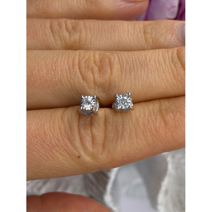 ZEI 14K White Gold Diamond tcw 0.14 ct Stud Earrings