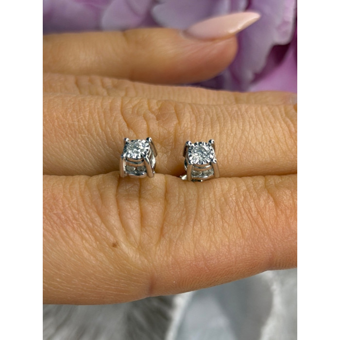 ZEI 14K White Gold Diamond tcw 0.14 ct Stud Earrings