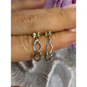 Aesthetic 14K Yellow & White Gold Earrings Length 1 inch