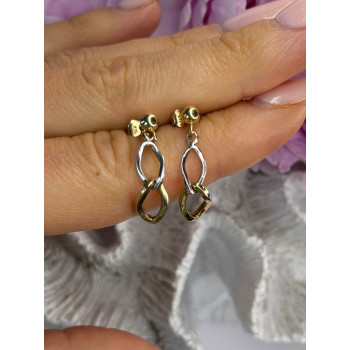 Aesthetic 14K Yellow & White Gold Earrings Length 1 inch