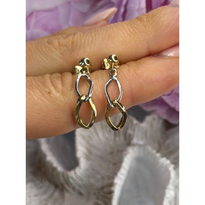 Aesthetic 14K Yellow & White Gold Earrings Length 1 inch