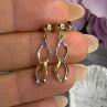 Aesthetic 14K Yellow & White Gold Earrings Length 1 Inch