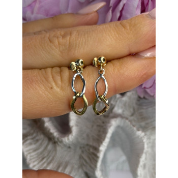 Aesthetic 14K Yellow & White Gold Earrings Length 1 inch