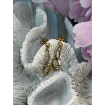 Aesthetic 14K Yellow & White Gold Earrings Length 1 inch