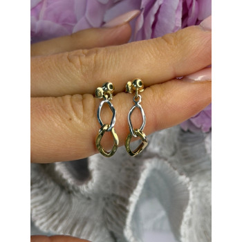 Aesthetic 14K Yellow & White Gold Earrings Length 1 inch