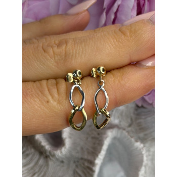 Aesthetic 14K Yellow & White Gold Earrings Length 1 inch