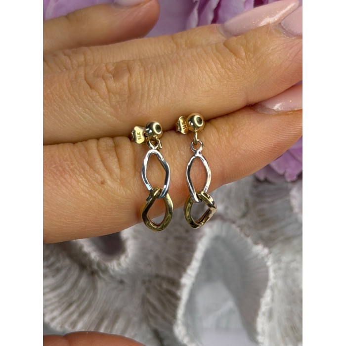 Aesthetic 14K Yellow & White Gold Earrings Length 1 inch
