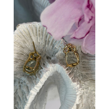 10K Yellow Gold Prasiolite & Diamond Earrings