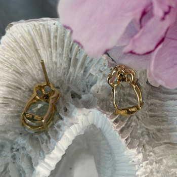 10K Yellow Gold Prasiolite & Diamond Earrings